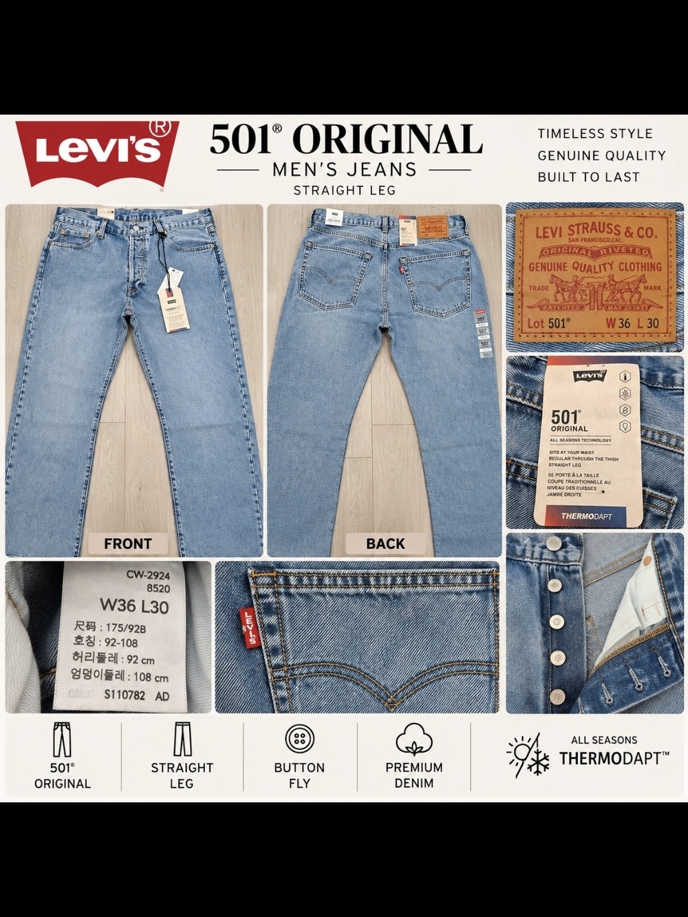 Levi's 501® Original Men's Jeans - Light Blue Straight Leg